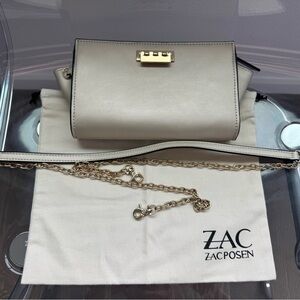 Zac Posen Eartha Metallic Leather Clutch / Evening Bag | Champagne Gold